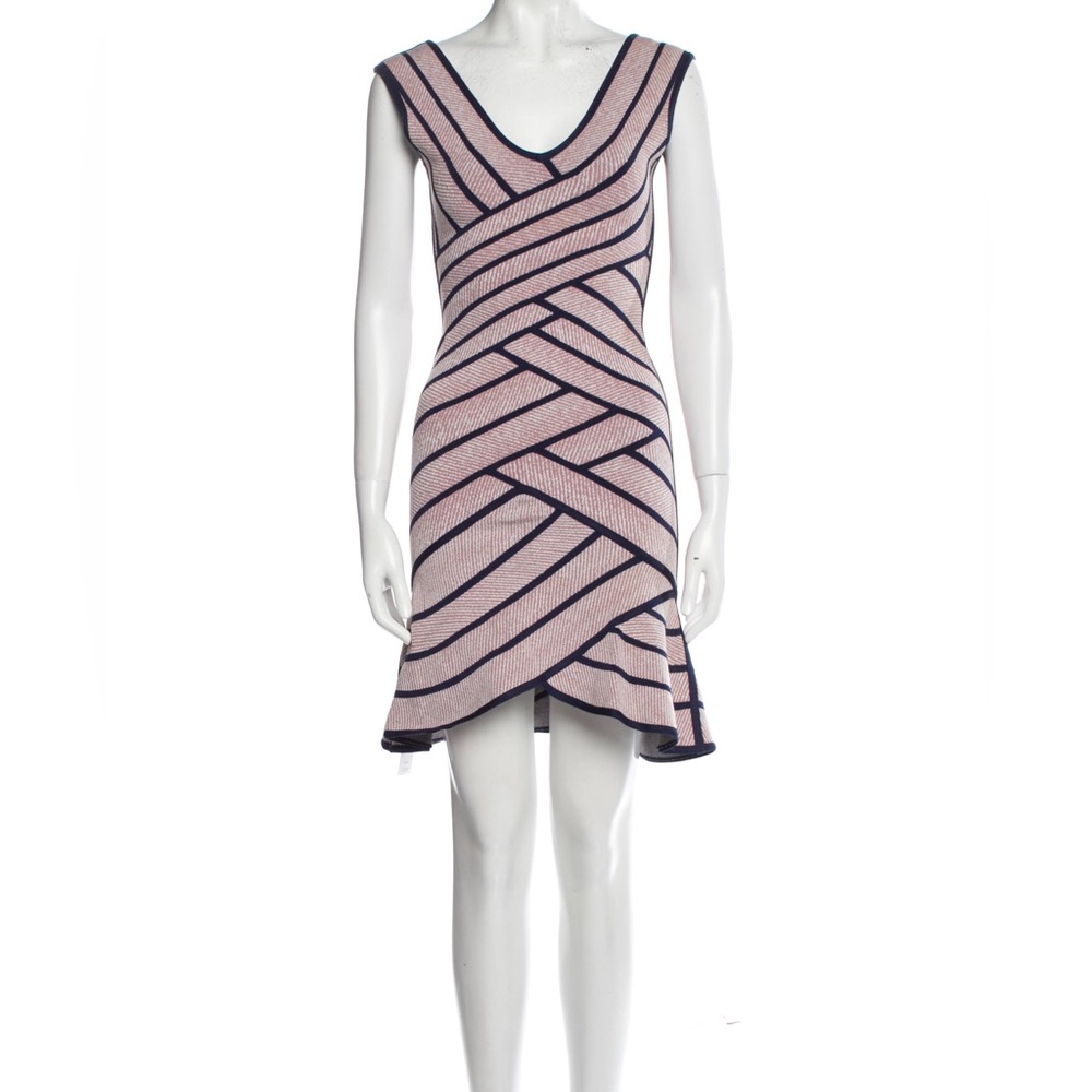 Herve leger flare blue and pink dress size M